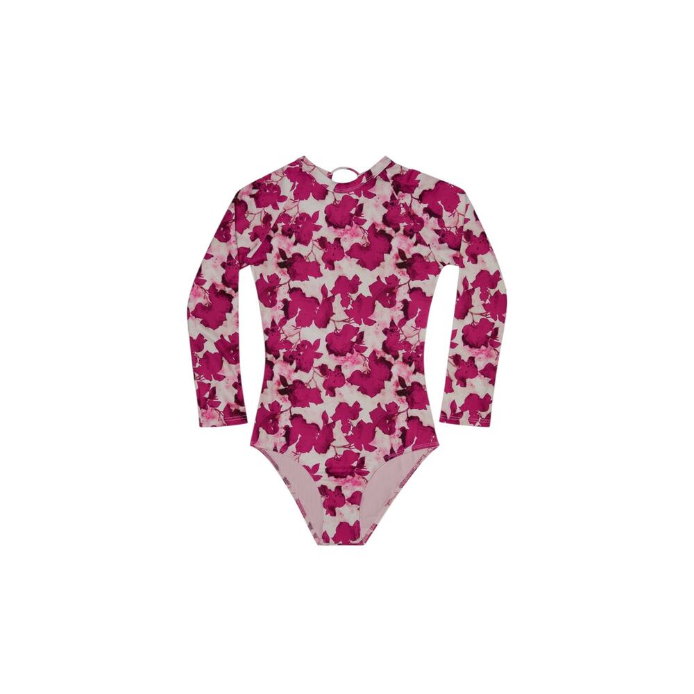 Splendid Girls Bougainvillea Long Sleeve Rashguard Swimsuit